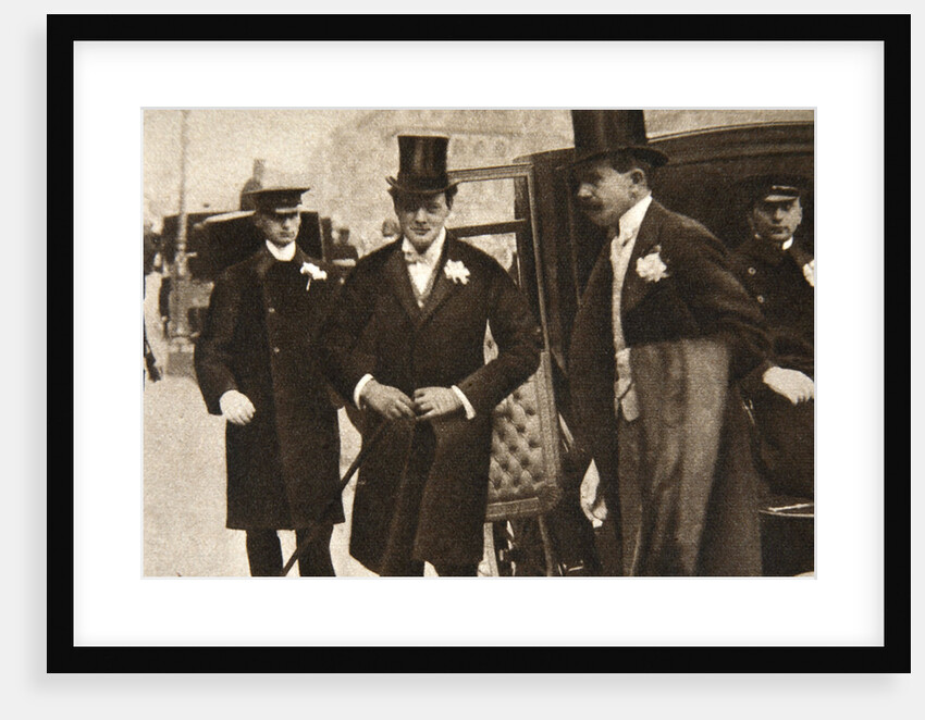 Winston Churchill arriving at the doors of St Margaret's, Westminster, on his wedding day by Anonymous