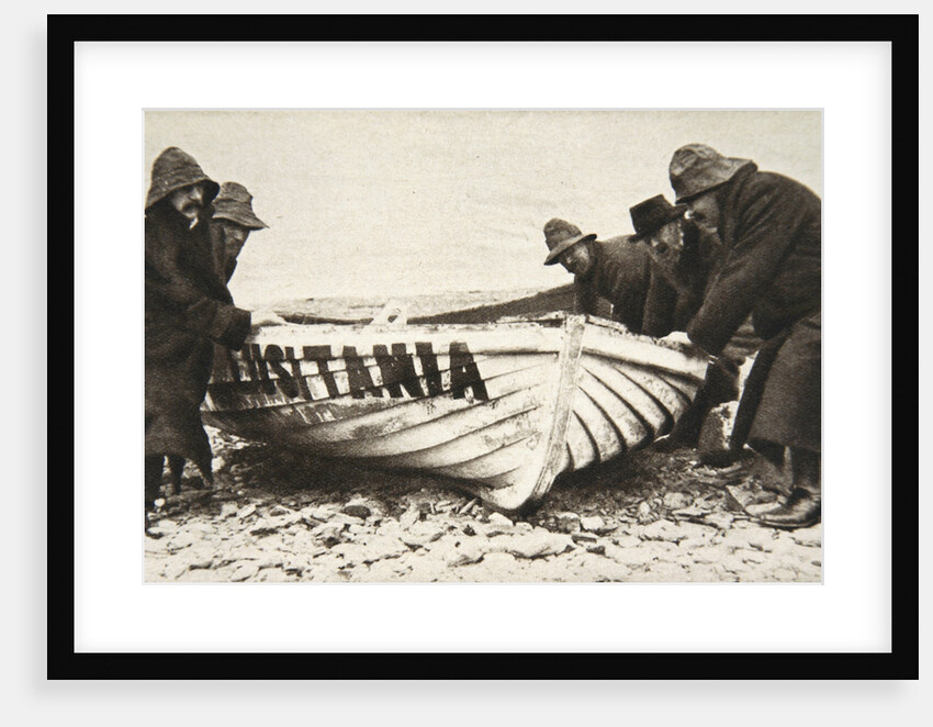 Hauling one of the 'Lusitania's' lifeboats onto the beach by Clarke & Hyde