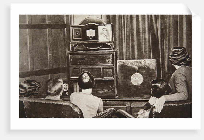 People watching an early television transmission by Anonymous