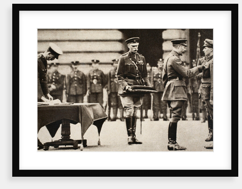 King George V awarding the Victoria Cross to Private Wilfred Edwards by Anonymous