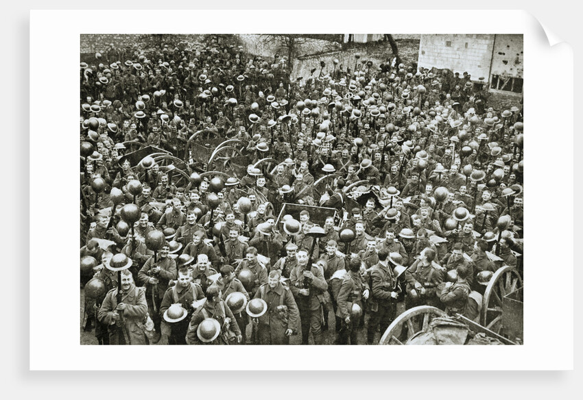 The Loyal North Lancashire Regiment parading for the trenches by Anonymous