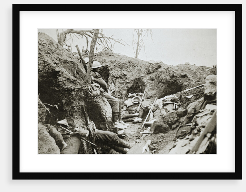 British troops resting in a captured German trench by Anonymous