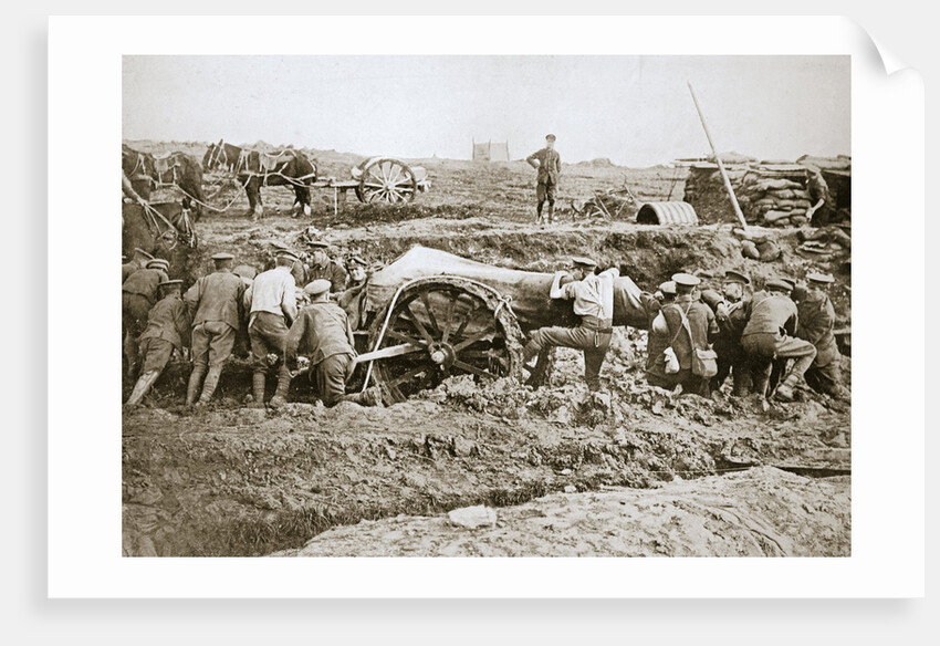 Manoeuvring a big gun in the mud by Anonymous