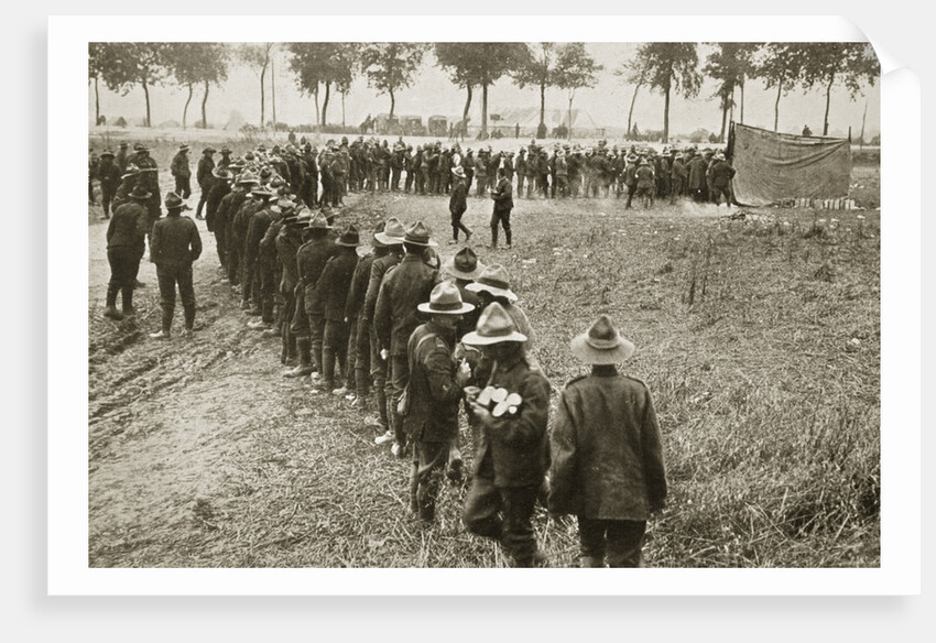 New Zealand troops queuing for a field canteen by Anonymous