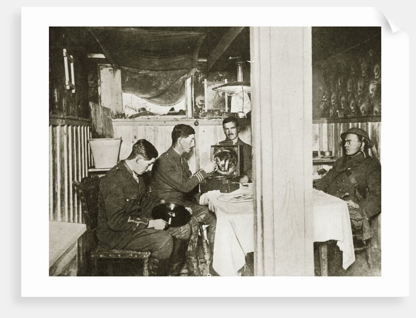British soldiers in a captured German dugout by Anonymous