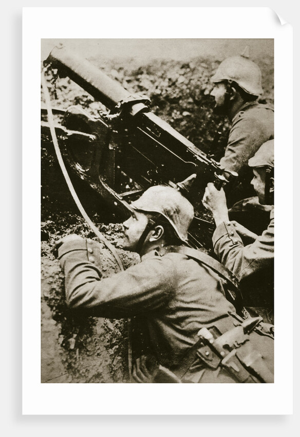 German soldiers manning a machine gun by Anonymous