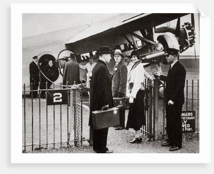 Ford Trimotor plane about to depart from an airfield by Anonymous