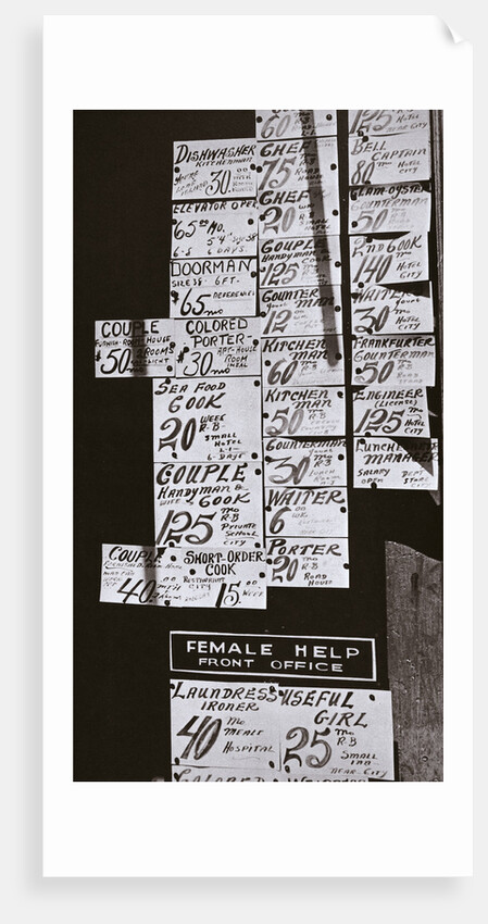 Window of an employment office, on Sixth Avenue near Forty-third Street, New York by Anonymous