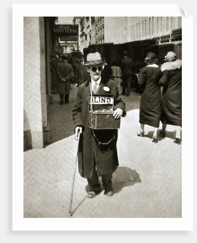 Blind man begging, Great Depression by Anonymous