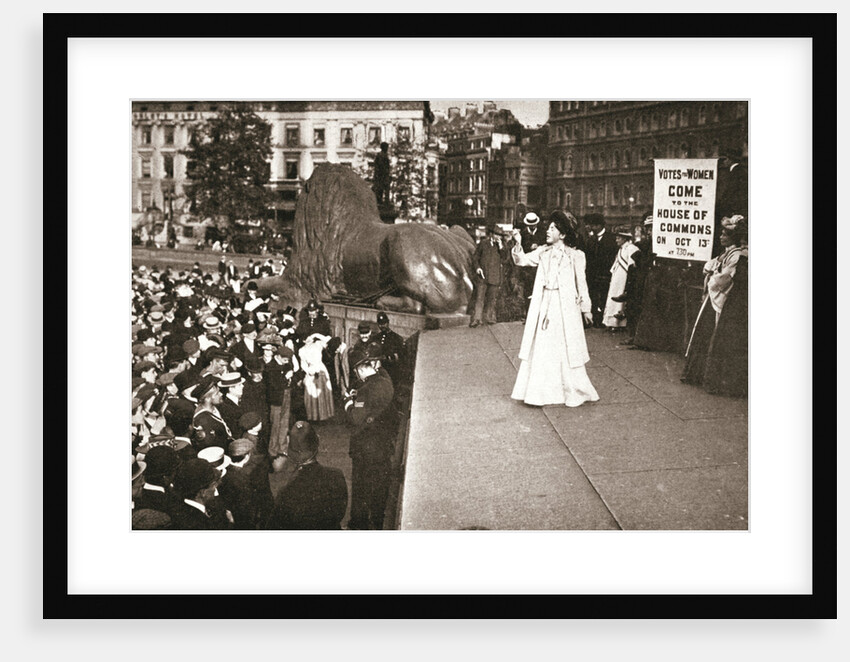 Christabel Pankhurst, British suffragette, addressing a crowd in Trafalgar Square by Anonymous