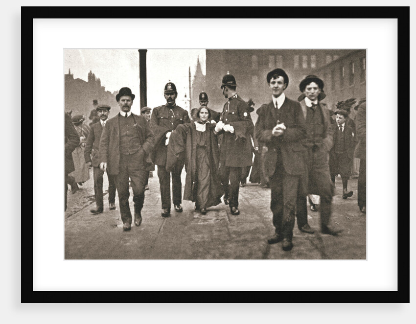 Arrest of Dora Marsden, British suffragette, outside the Victoria University of Manchester by Anonymous