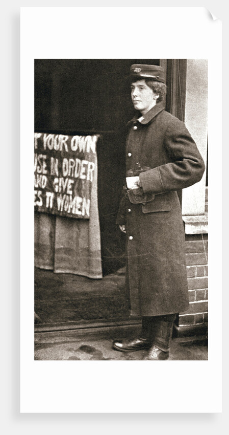 Jessie Kenney, British suffragette, dressed as a telegraph boy by Anonymous