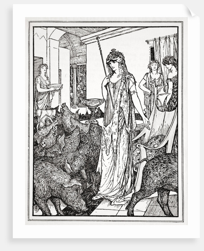 Circe sends the Swine (The Companions of Ulysses) to the Styes by Henry Justice Ford