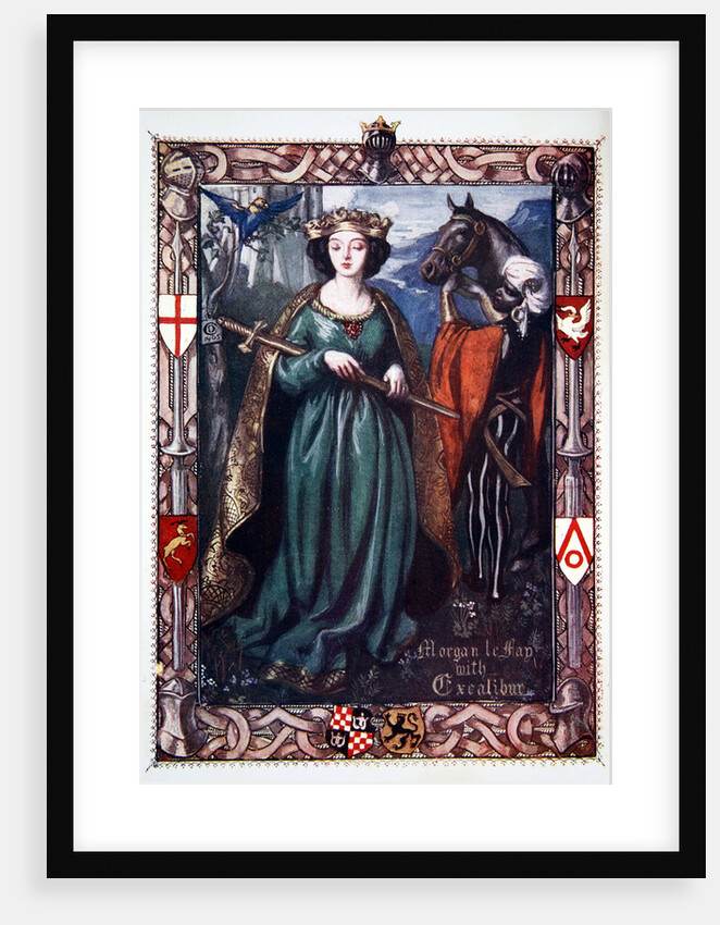 Morgan le Fay with Excalibur by Dora Curtis