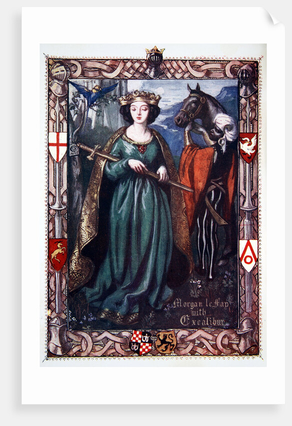 Morgan le Fay with Excalibur by Dora Curtis
