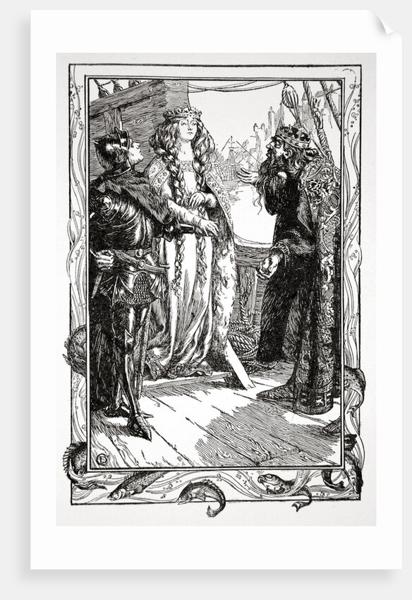 King Anguish gives Isolt to Sir Tristram by Dora Curtis
