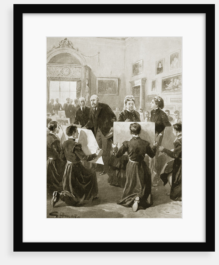 Bluecoat schoolboys showing their drawings to Queen Victoria by Anonymous