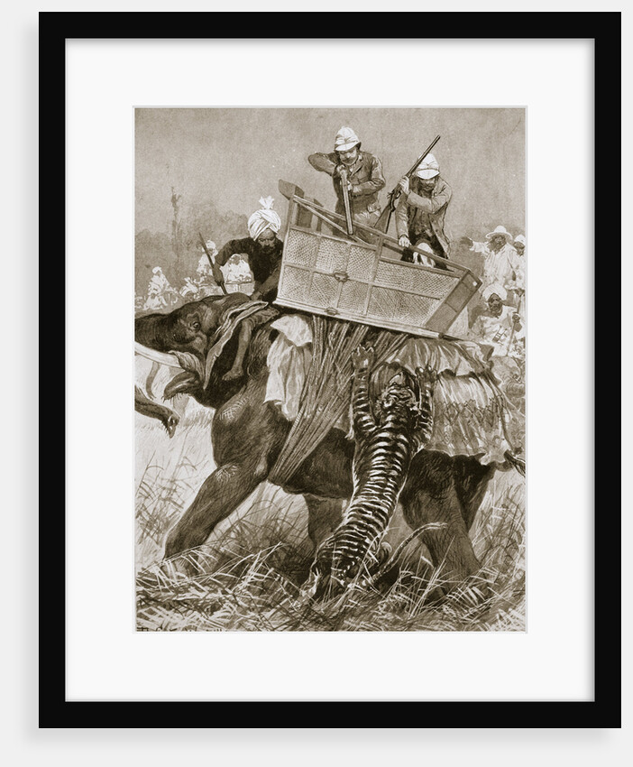 The Prince of Wales on a tiger hunt during his visit to India by Richard Caton Woodville II