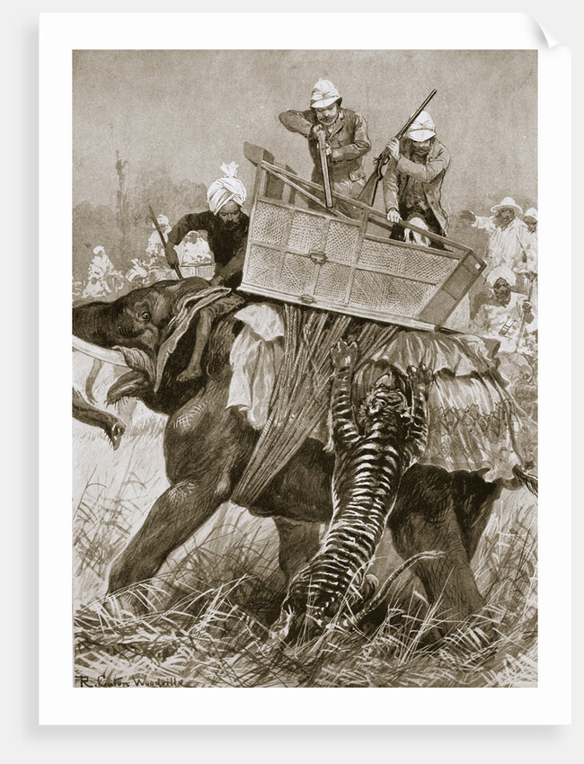 The Prince of Wales on a tiger hunt during his visit to India by Richard Caton Woodville II