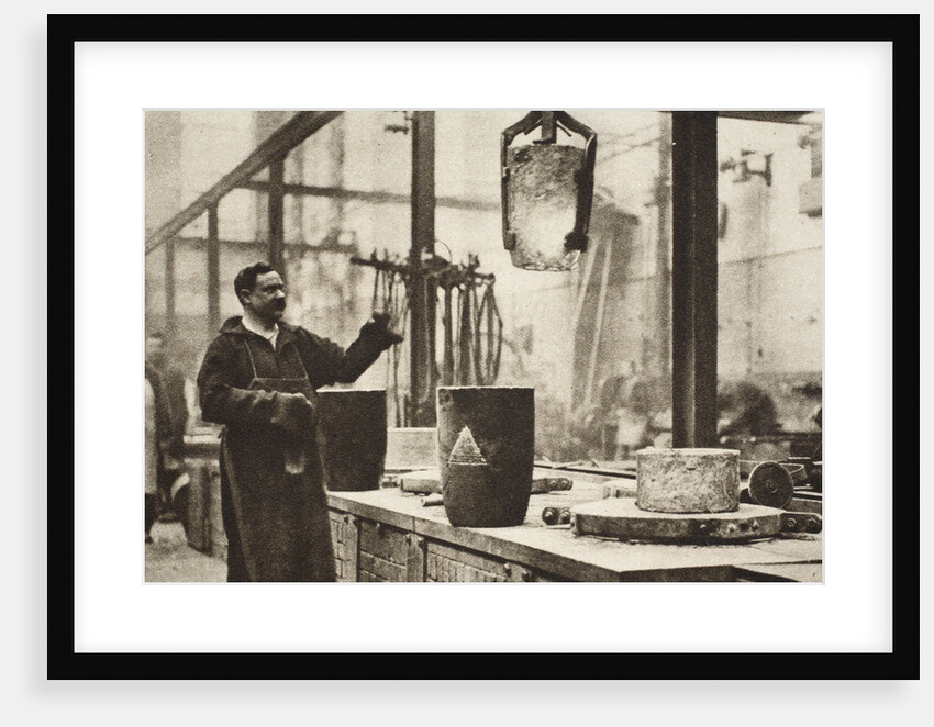 Making money; pots of liquid metal being handled in the melting room by Anonymous