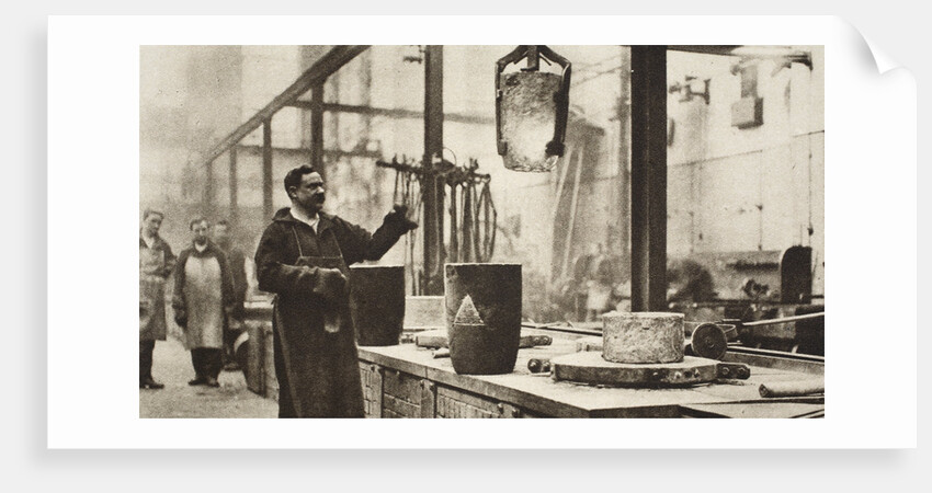 Making money; pots of liquid metal being handled in the melting room by Anonymous