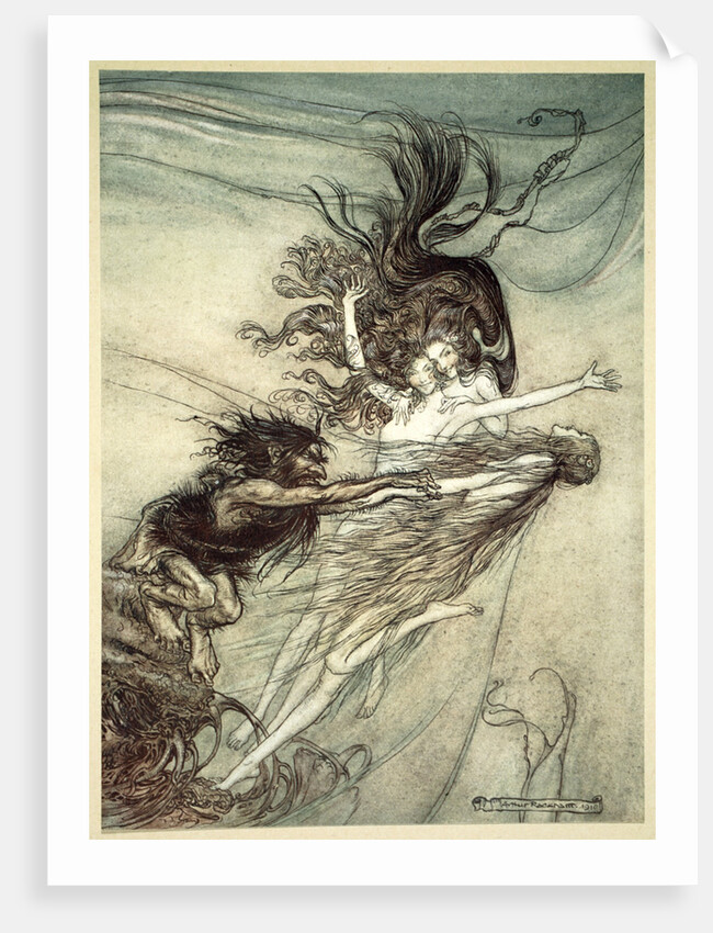 The Rhinemaidens teasing Alberich by Arthur Rackham