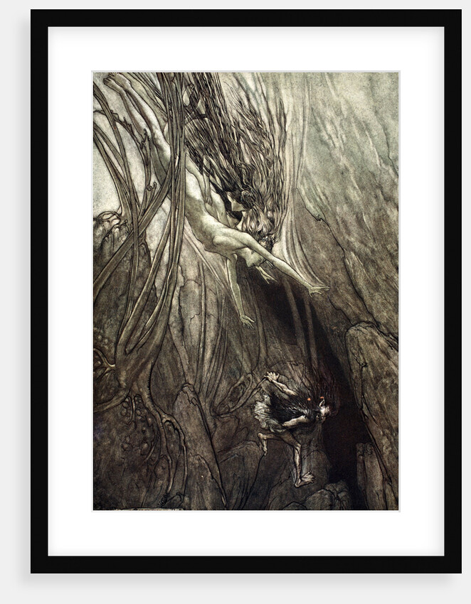 Seize the despoiler! Rescue the gold! Help us! Help us! Woe! Woe! by Arthur Rackham