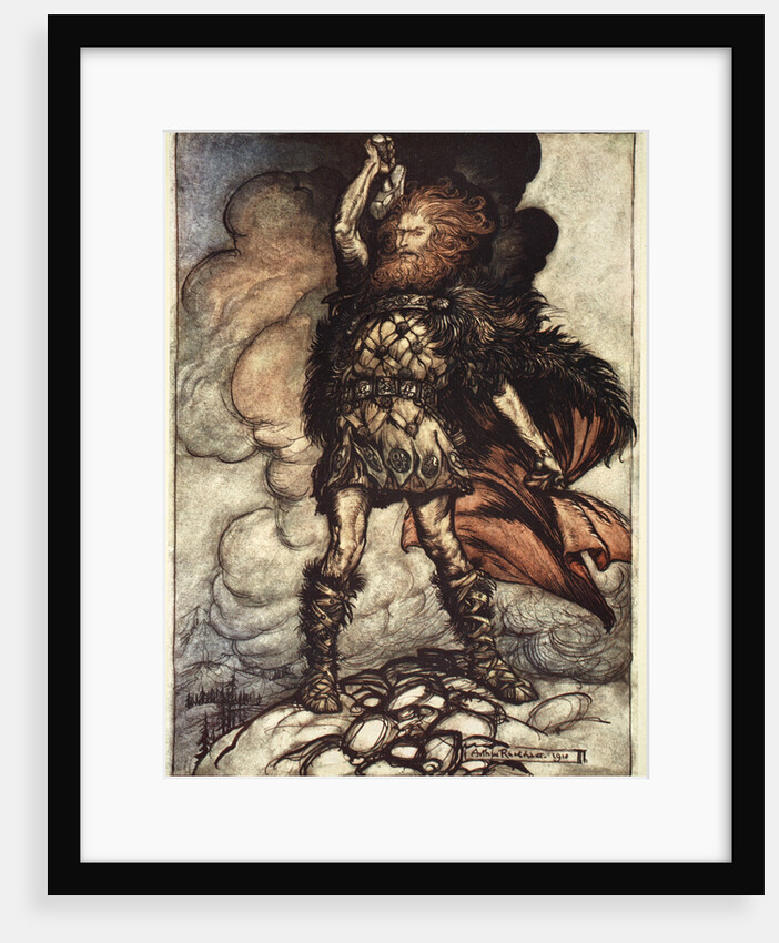 One of the Gods, Donner, summons the mist away by Arthur Rackham
