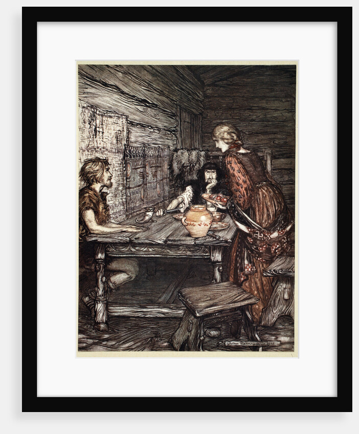 Hunding discovers the likeness between Siegmund and Sieglunde by Arthur Rackham