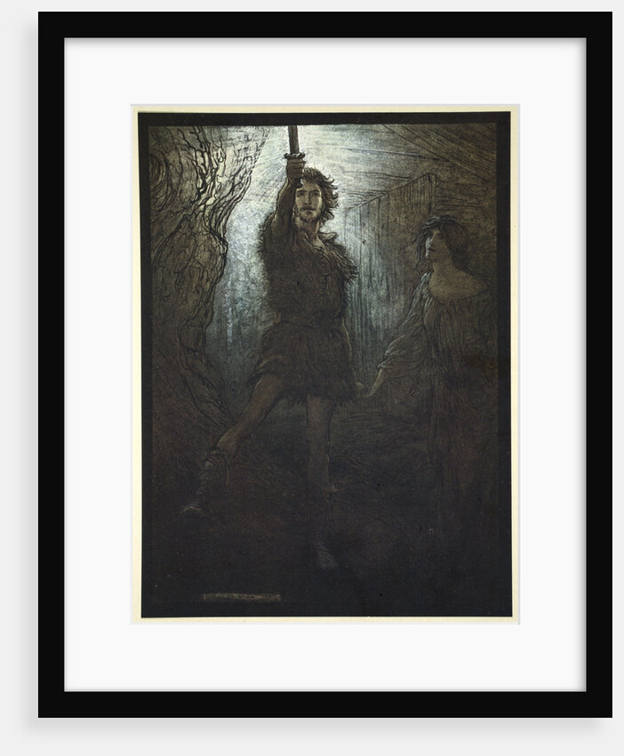 Siegmund the Walsung thou does see! As bride gift he brings thee his sword by Arthur Rackham