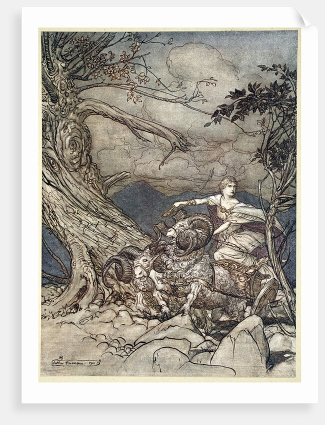 Fricka approaches in anger by Arthur Rackham
