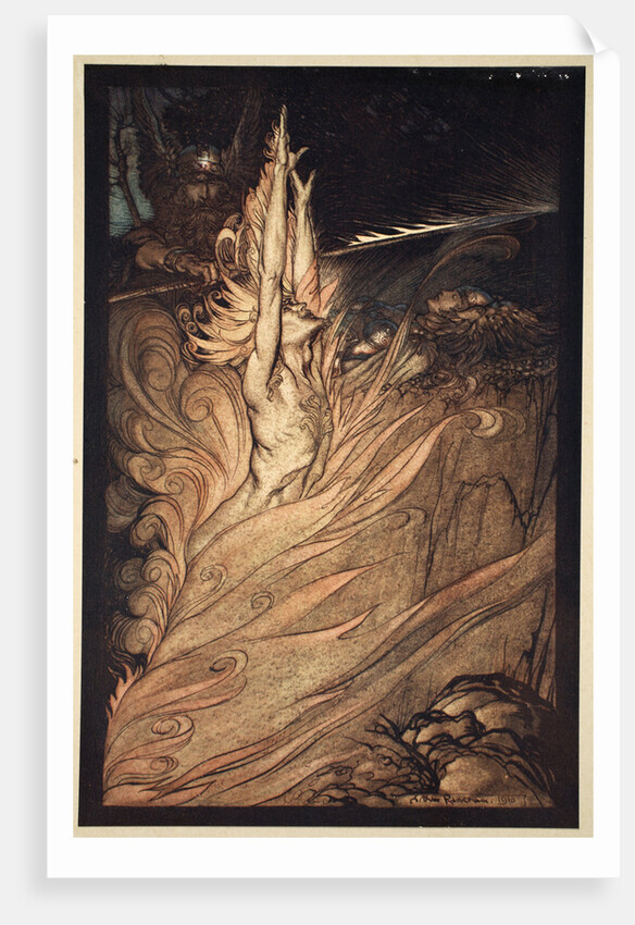 Appear, flickering fire, Encircle the rock with thy flame! Loge! Loge! Appear! by Arthur Rackham