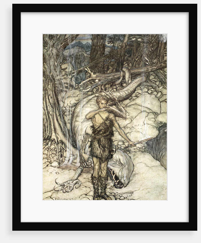 The hot blood burns like fire! by Arthur Rackham