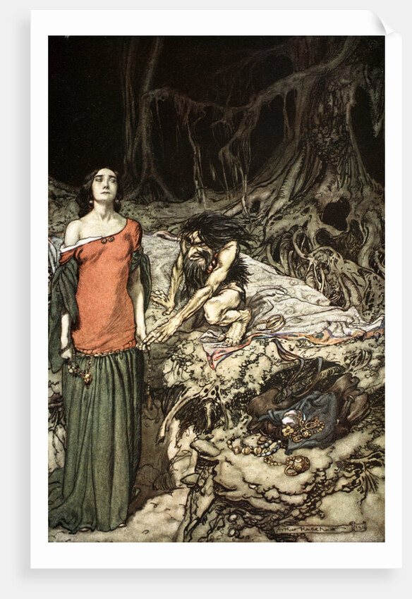 The wooing of Grimhilde, the mother of Hagen by Arthur Rackham