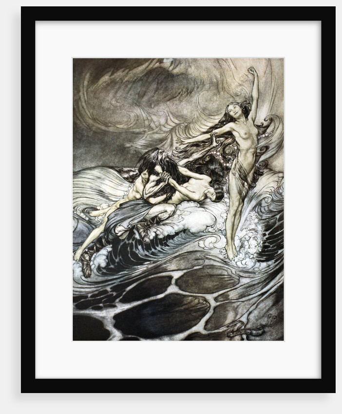 The Rhine Maidens obtain possession of the ring and bear it off in triumph by Arthur Rackham
