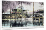 Wisteria blossom over the pond in the Kameido Temple Gardens by Anonymous