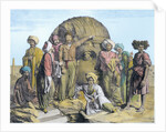 Archaeologist Bernardino Drovetti measuring a colossal head in the Egyptian desert by G Engelmann