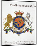 Crest of the King of the United Kingdom of Great Britain and Ireland and Hanover by Anonymous