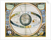 Map showing Tycho Brahe's system of planetary orbits around the Earth by Andreas Cellarius