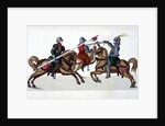 Three knights jousting at a tournament by Friedrich Martin von Reibisch