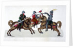 Three knights jousting at a tournament by Friedrich Martin von Reibisch