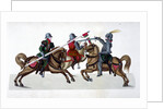 Three knights jousting at a tournament by Friedrich Martin von Reibisch