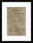 Never say die by Anonymous
