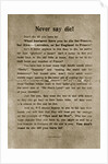 Never say die by Anonymous