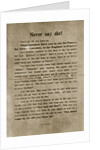 Never say die by Anonymous