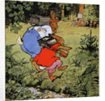 Jumping a stream on the way to school by Fritz Kock-Gotha