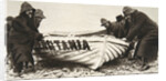 Hauling one of the 'Lusitania's' lifeboats onto the beach by Clarke & Hyde