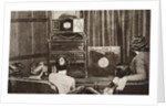 People watching an early television transmission by Anonymous