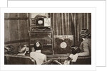 People watching an early television transmission by Anonymous