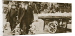 Old Jewish man and his grandson carrying some fowls by Anonymous